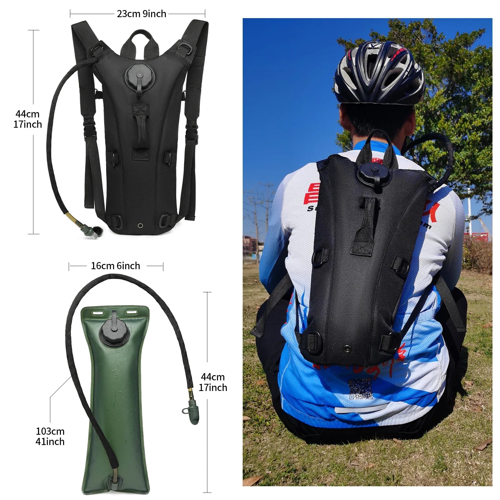 Durable Backpack with 3L Water Bladder